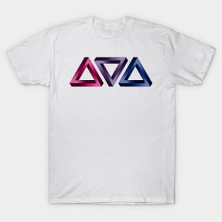 Bisexual Pride Flag Colored Twisted Triangles Optical Illusions T-Shirt